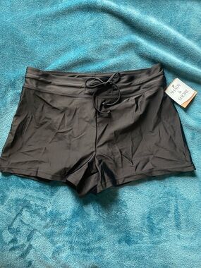 Shade & Shore Black Swim Boyshort One-Piece Bottom small waist adjustable